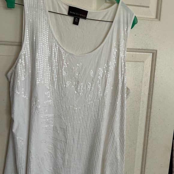 Dana Buchman White Tank with Embellished Front Design SZ XL Extra Large - Picture 5 of 7